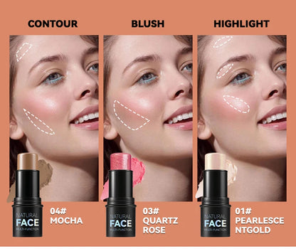 Face Pearl Stone Highlighter Stick Contour Shading Lasting Cheek Stereoscopic Brightening Skin Blush Illuminator Makeup Cosmetic
