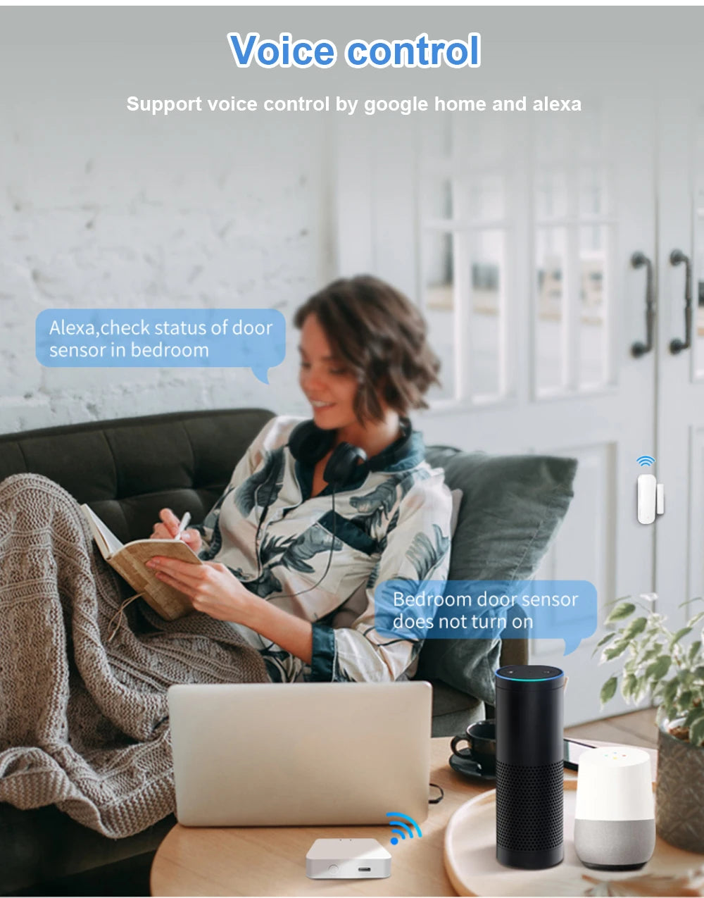 Support Tuya Zigbee Temperature Humidity Sensor Smart Home Device Compatible with Google Home Alexa for Environmental Monitoring