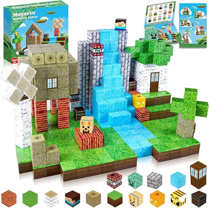 2025 NEW Magnetic Blocks Game Mine Magnet Worlds DIY Toys For Boys Girls STEM Montessori Sensory Cubes Game Toys Christmas Gifts