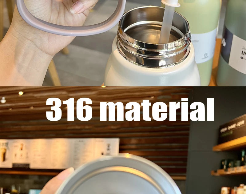 1.3L/1.7L Large Capacity Thermo Bottle Outdoor Mug Stainless Steel Thermos Water Bottle Portable Vaccum Flask Cold And Hot Tumbl