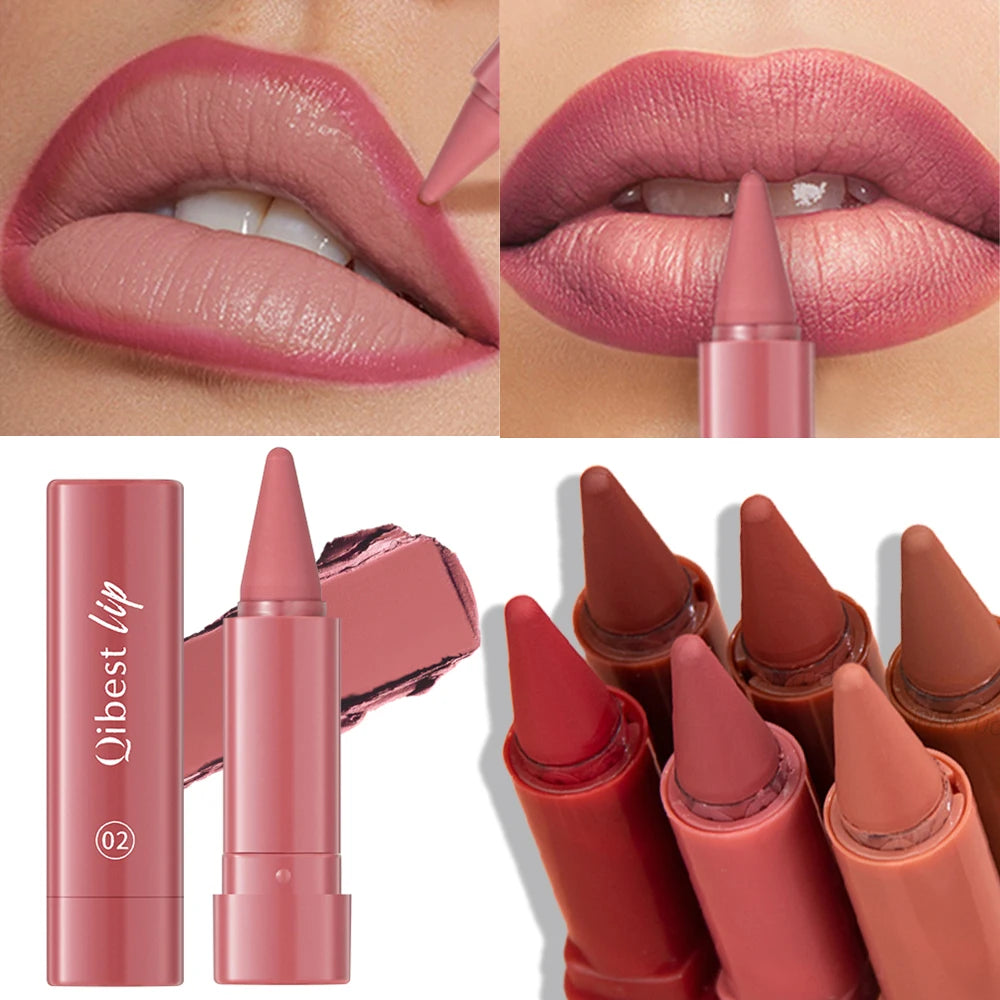 Twist Up Lip Liner Lipstick Pen Multipurpose Powder Blusher Velvet Matte Waterproof Lip Contour Non Stick Cup Lip Rouge Makeup