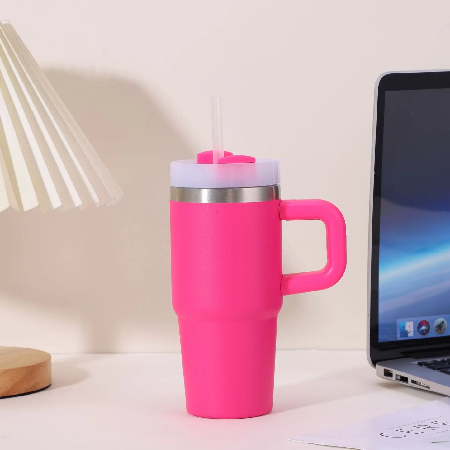 14oz Car Mug with Handle Double-layer Vacuum Coffee Cup Portable Water Cup Large Capacity 304 Stainless Steel Travel Thermal Cup