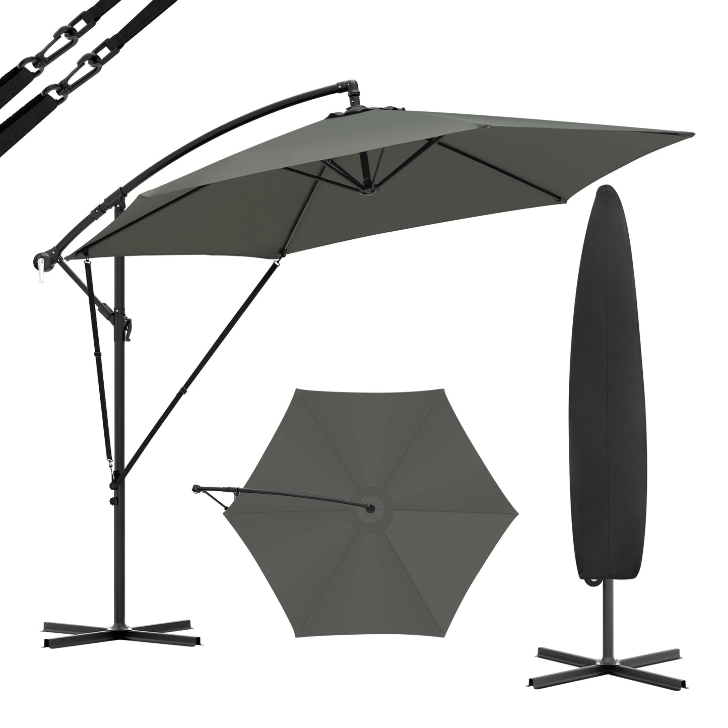 Kantelbare parasol met zwengel voor de tuin