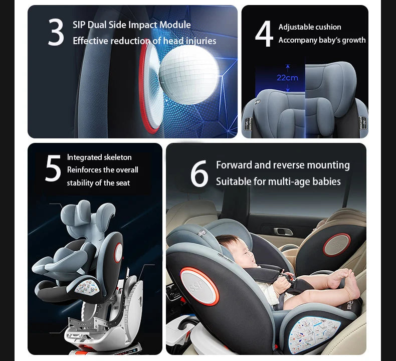 Baby Car Seats Infant Safety Car Seats Child Safety Booster Car Seats Convertible Child Safety Car Seats with Isofix for 0-12Y