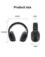 B500 Over Ear Headset Bluetooth5.4 Wireless Stereo Gaming Earphone Built-in Mic RGB Light Low Latency Headphone For PC