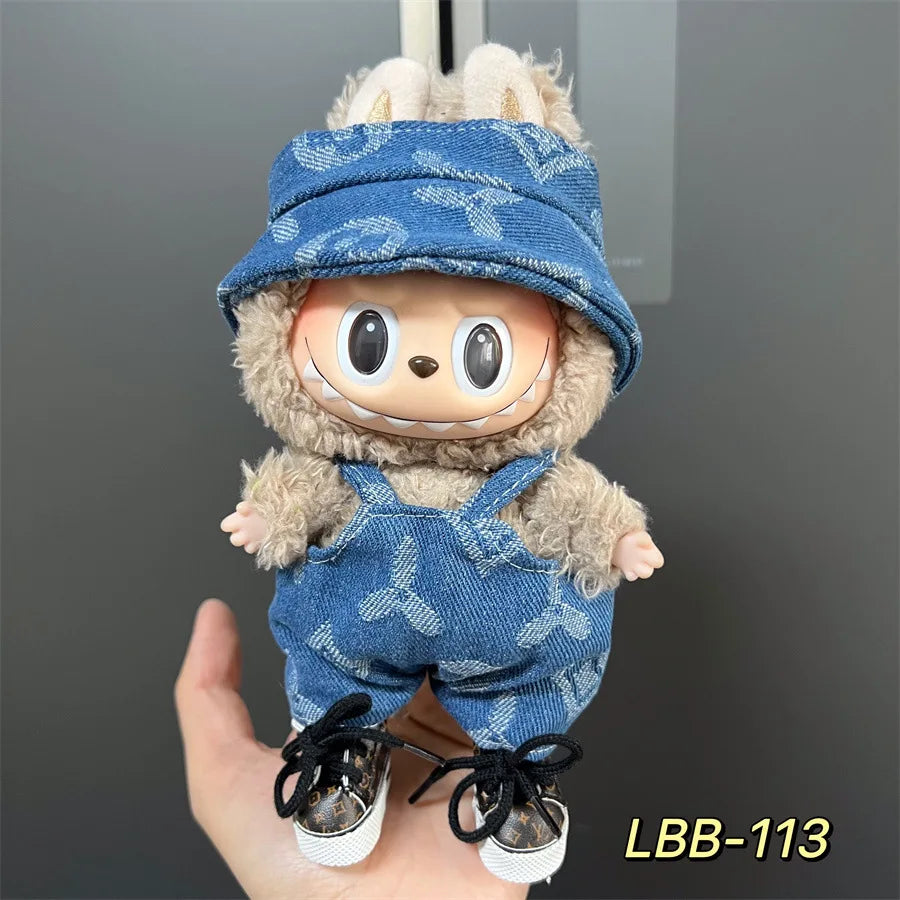 Cute Mini Plush Doll Clothes for 17cm Labubu Many Kinds of Overalls Clothes Accessories