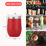 KUUJOJO 12 oz Wine Glass with Lid Stemless Wine Glass Double Walled Vacuum Travel Mug Stainless Steel Coffee Mug