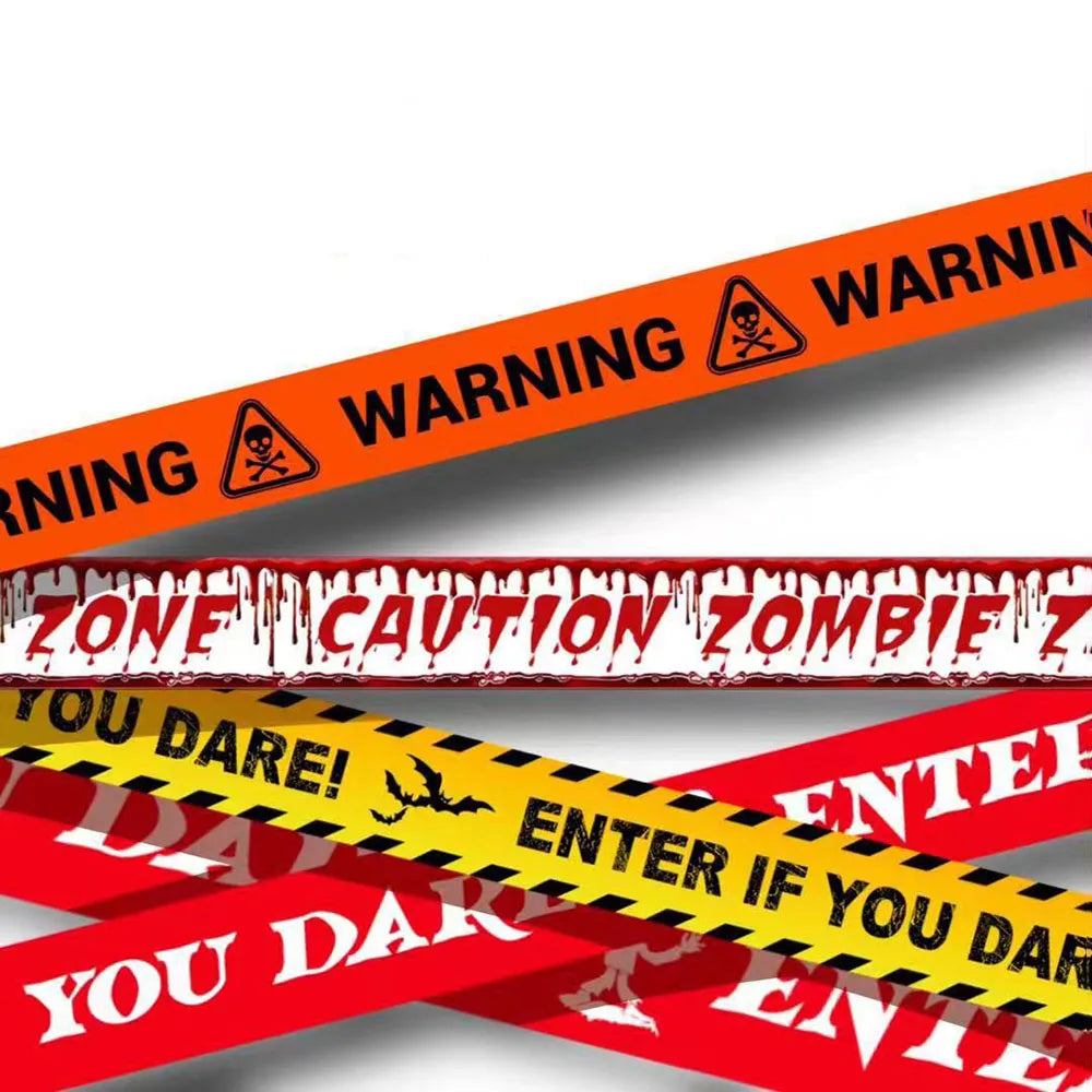 Halloween Warning Tape Signs Banner Halloween Props Window Prop Party Danger Warning Line Halloween Party Decoration Supplies