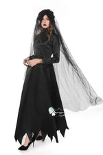 Frightening Vampire Black Bridal Gown Cosplay Costume Unique Special Purpose Clothing From China Mainland For Halloween Party
