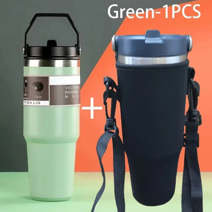 20oz/30oz Thermal Water Bottle With Straw Stainless Steel Car Coffee Mug Keeps Cold and Heat Thermal Mug Tumbler Vacuum Flasks