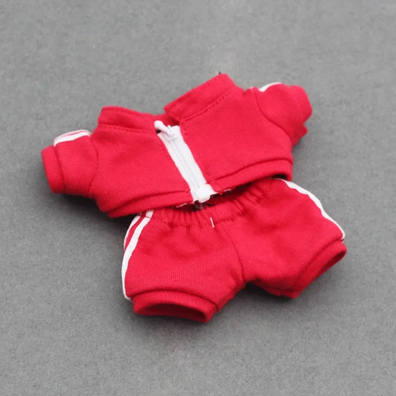 17cm Labubu Doll Clothes Set Solid Color Hoodie Sweatshirt and Pants Outfit for DIY Doll Dressing Gift for Toy Collectors