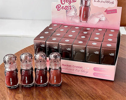 Gege Bear Crystal Gloss Lip Tint — Autumn/Winter Hydrating Formula, Mirror-Gloss Finish, Youthful Plumping Effect