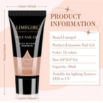 LIMEGIRL 30ml Nail Extension Gel Glitter Soak Off Nail Acrylic Crystal Build Poly UV Gel for Nails Quick Extension Manicure Glue