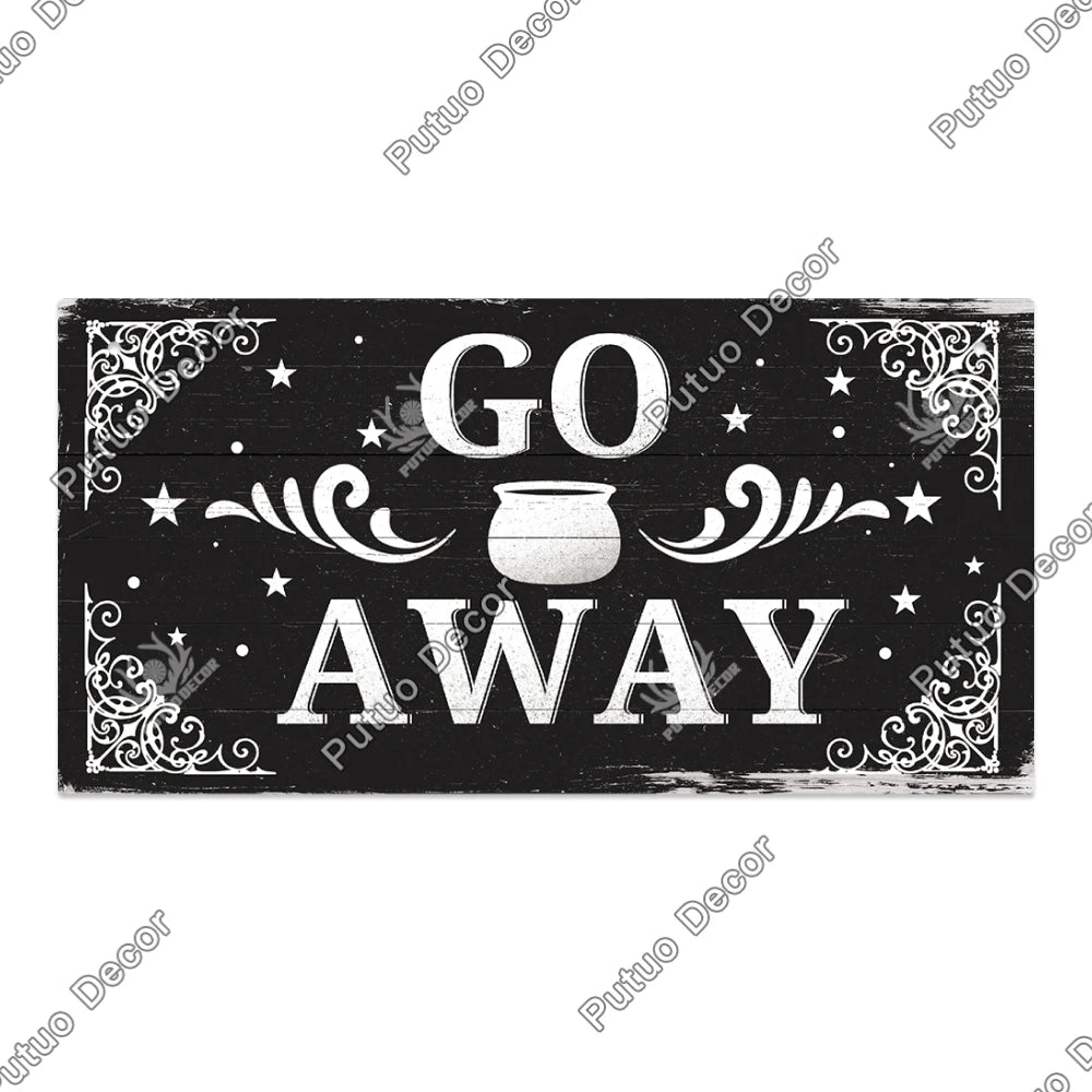 Putuo Decor Halloween Wooden Hanging Pendant Door Sign Pumpkin Ghost Bat Swith Greeting Doorplate Wood Crafts Happy Halloween Da