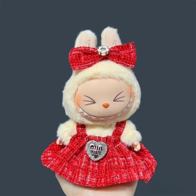 For 17cm Labubu Plush Clothing Doll Exquisite Skirt- Adorable Retro Skirt Set for DIY Clothes Accessories Gift