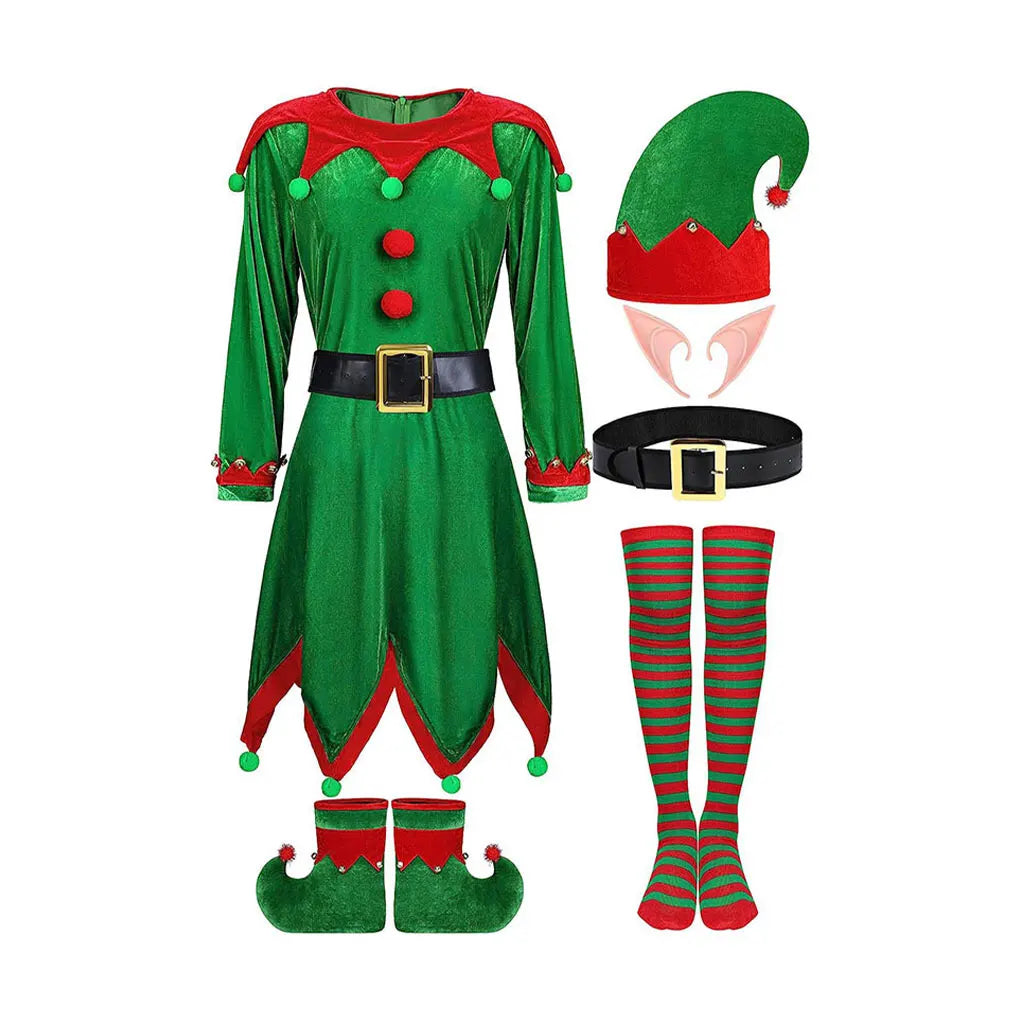Santa Claus Costume Deluxe Christmas Outfit For Girls Santas Claus Costume Christmas Deluxe Outfit green M