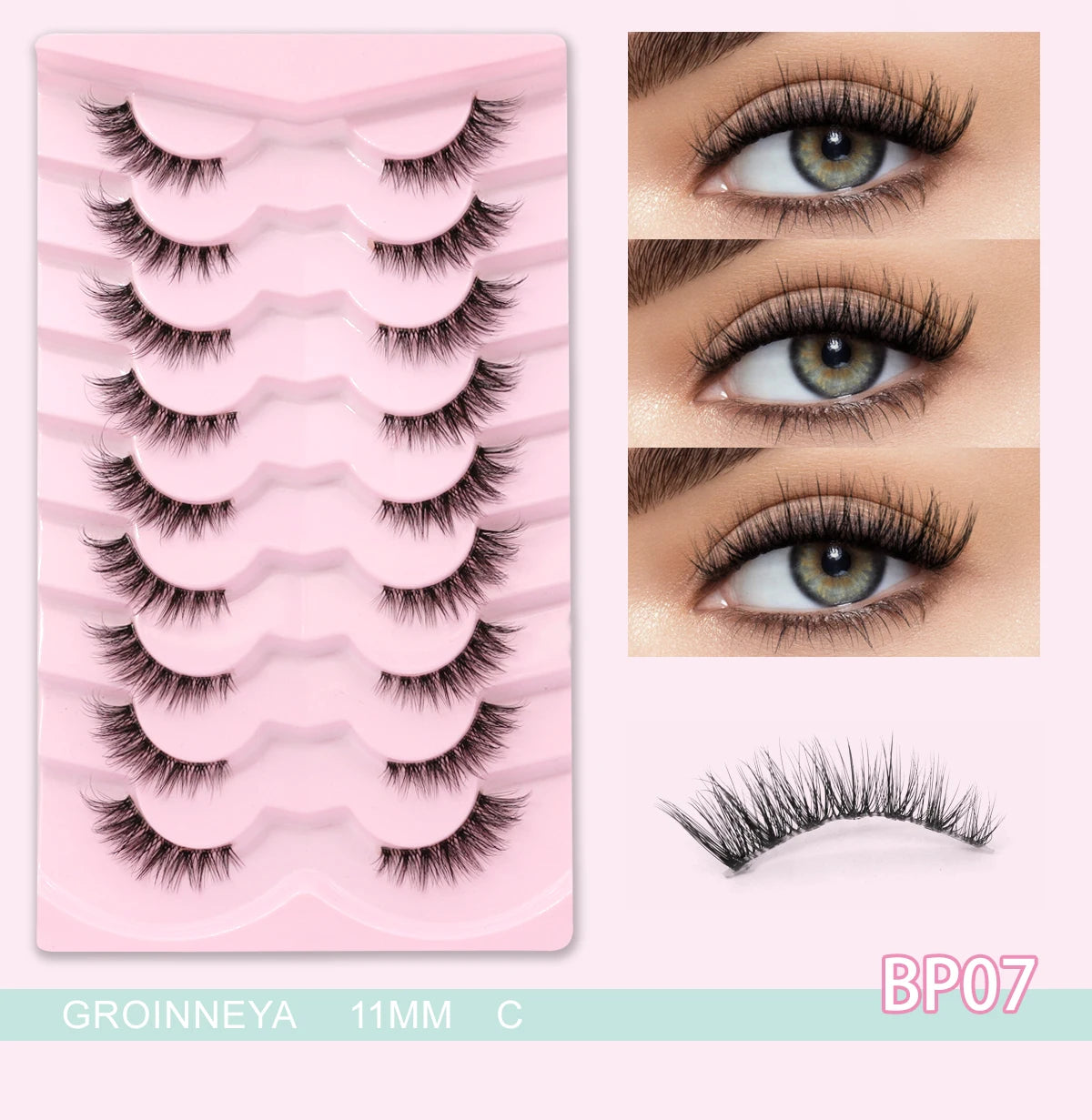GROINNEYA Cat Eye Lashes Create Natural Look Half Eye Lashes With Winged Ends For Extended Eyelash For Daily Use