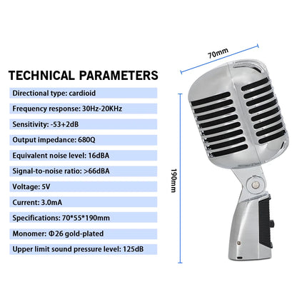 LEUS LAC50 - 55SH Professional Wired Vintage Classic Microphone Dynamic Vocal Mic Microphone For Live Performance Karaoke