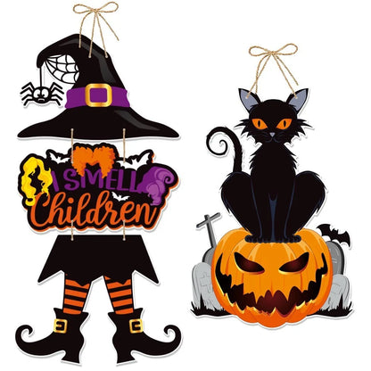 Halloween Door Hanging Pendants Pumpkin Skull Spooky Bat Paper Drop Ornaments Trick Or Treat Happy Halloween DIY Party Decor