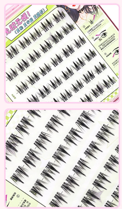 Upgraded Sunflower False Eyelashes No Glue Fake Lashes  Natural Reusable Band-Free Lashes Manga Lash Makeup Korean
