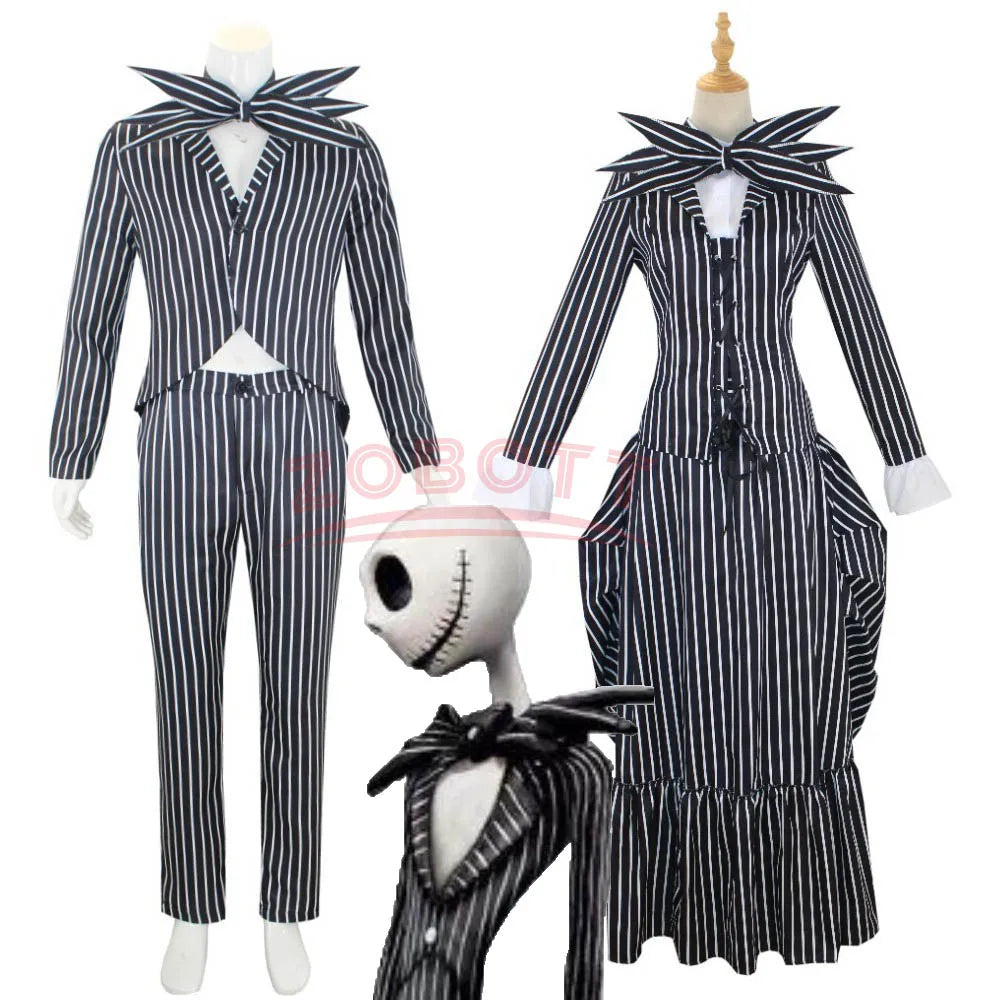Anime Jack Skellington Cosplay Costume for Adult The Nightmare Before Christmas Jack Uniform Clothes Suit Halloween Costumes