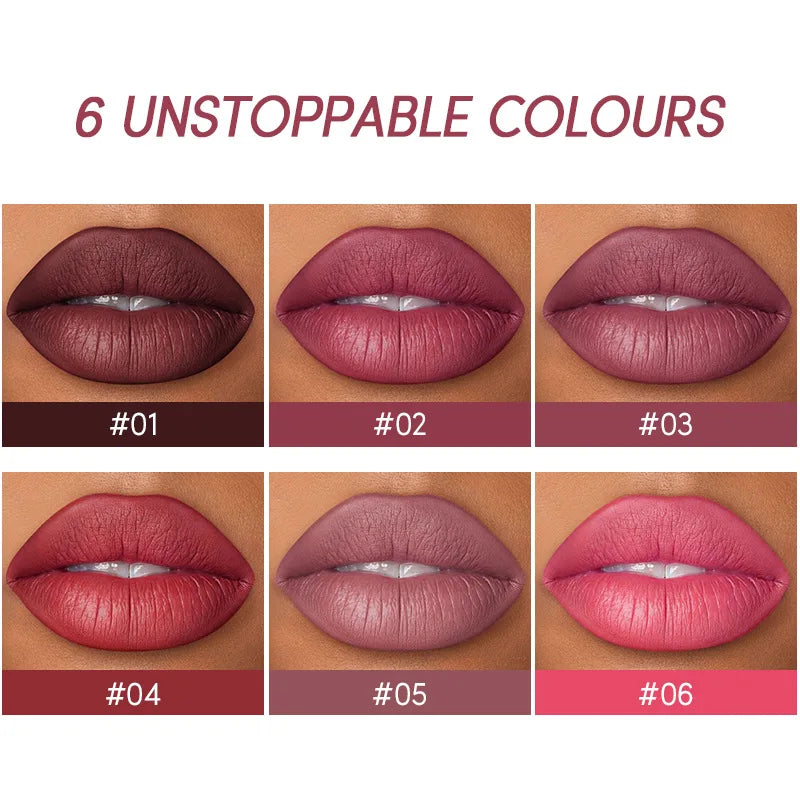 USHAS 12 Color Matte Lipstick Set Long-lasting Waterproof Lipstick + Lip Liner Set Easy Coloring Non-Stick Cup Lip Makeup Suit