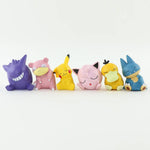 Pokemon 6pcs/set Pikachu Psyduck Gengar Jigglypuff Gonbe Slowpoke Shoulder To Shoulder Sleep Cute Model Doll Action Figure Toys