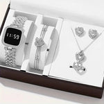 Women Led Watch 6pcs Set  Fashion Casual  Digital Watch FREE Bracelet Ring Necklace Earring