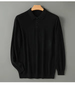 Spring Autumn Collar Long Sleeve Men's Wool Sweater Solid Color Collar Polo Sweater High end Thin Hooded Business Casual Sweater