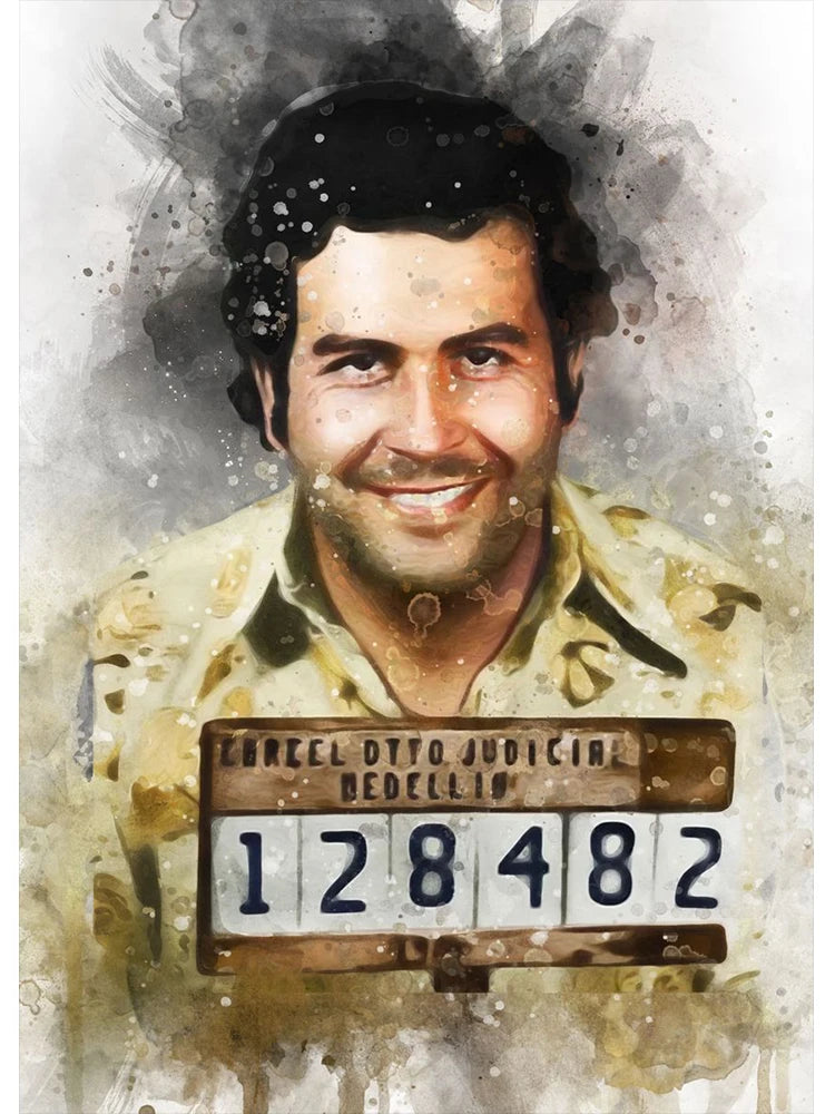 Lord Pablo Escobar Narcos Mugshot Poster Canvas Painting Colombian Drug Gangster Wall Art For Living Room Home Decoration