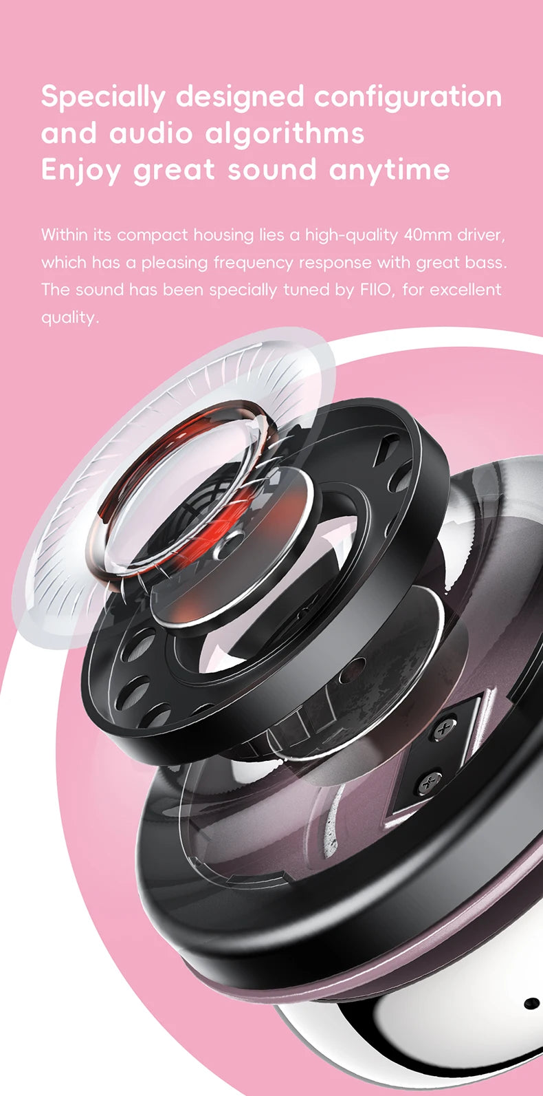 FiiO ANYTIME Bluetooth 5.4 Wireless Headphone Noise Cancelling Bluetooth Earphones Hi-Res Wireless Over-Ear Headphones with mic