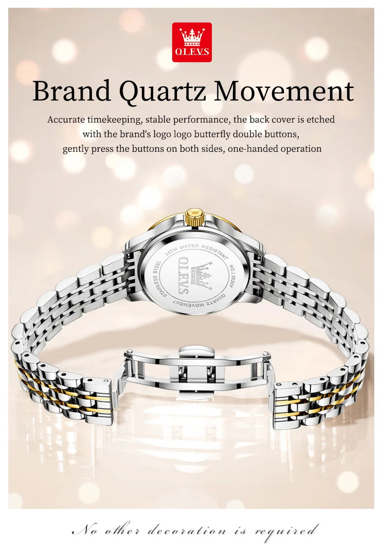 OLEVS 3620 Womens Watches Original Brand Elegant Fashion Quartz Wirtwatch For Ladies Waterproof Luminous Diamond Scale Reloj
