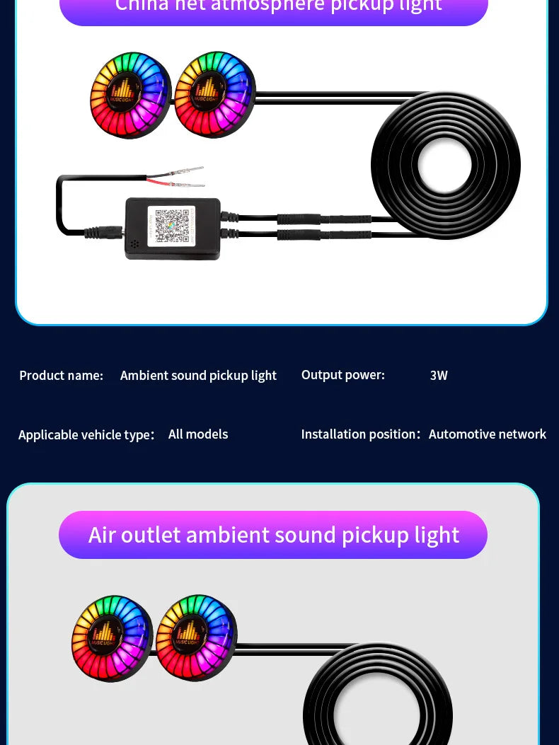 2 in 1 Smart RGB Pickup Lights LED 3D Ambient Lamp Sound Control Music Rhythm Lights Air Freshener for Car Gaming TV Creative