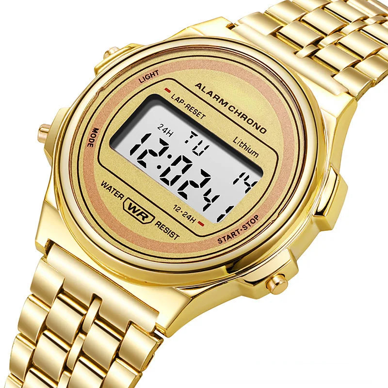 Retro Square Electronic Watches Digital Display Women Men Watch Rose Gold Silver Luxury Ladies Wristwatches Relojes Para Mujer