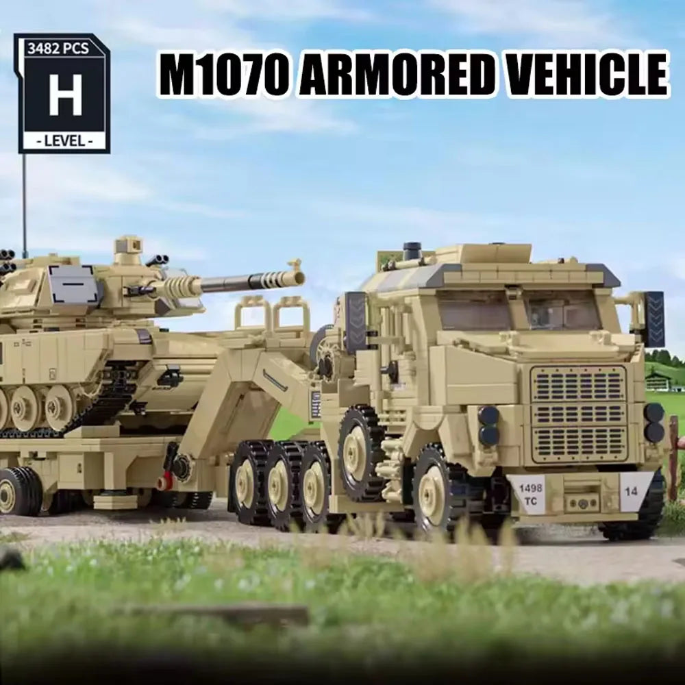WWW2 US Military Series M983 Missile vehicle M10170 Tank Transport Vehicle JLTV Armored Vehicle Difficult Building Blocks Toys