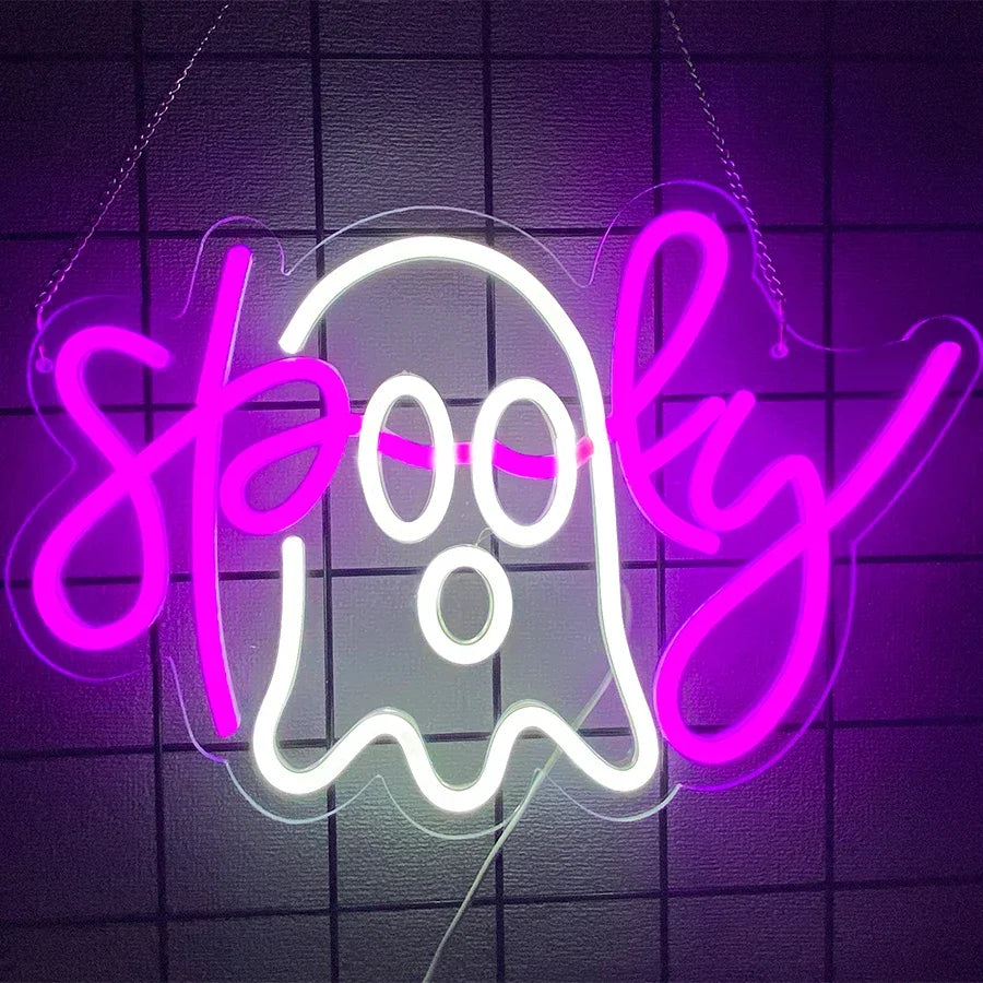 Do You Like Scary Movies Neon Sign for Wall Decor,LED Neon Light for Movie Night Party Horror Room Gothic Font Halloween Decor
