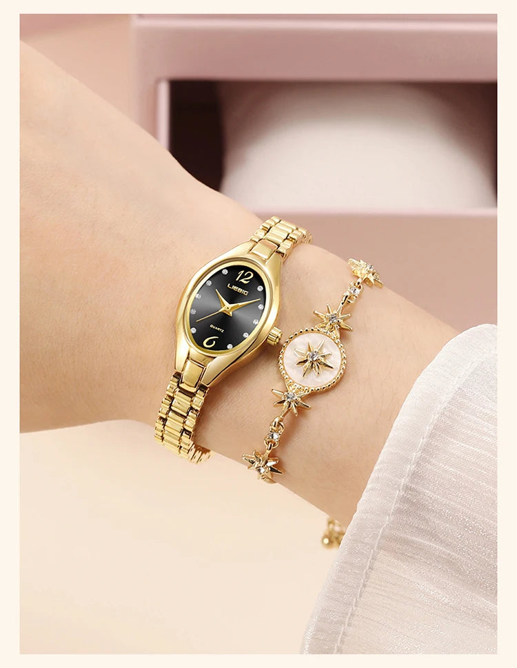 LIEBIG Stainless Steel Strap Quartz Watch Top Brand Luxury Elegant Wristwatches Fashion Automatic Watches For Women Reloj Mujer