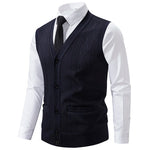 Autumn Winter Warm Slim Fit Knit Vests Men V-Neck Solid Color Smart Casual Knitted Waistcoat Mens Geometric Sleeveless Knit Vest