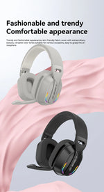 B500 Over Ear Headset Bluetooth5.4 Wireless Stereo Gaming Earphone Built-in Mic RGB Light Low Latency Headphone For PC
