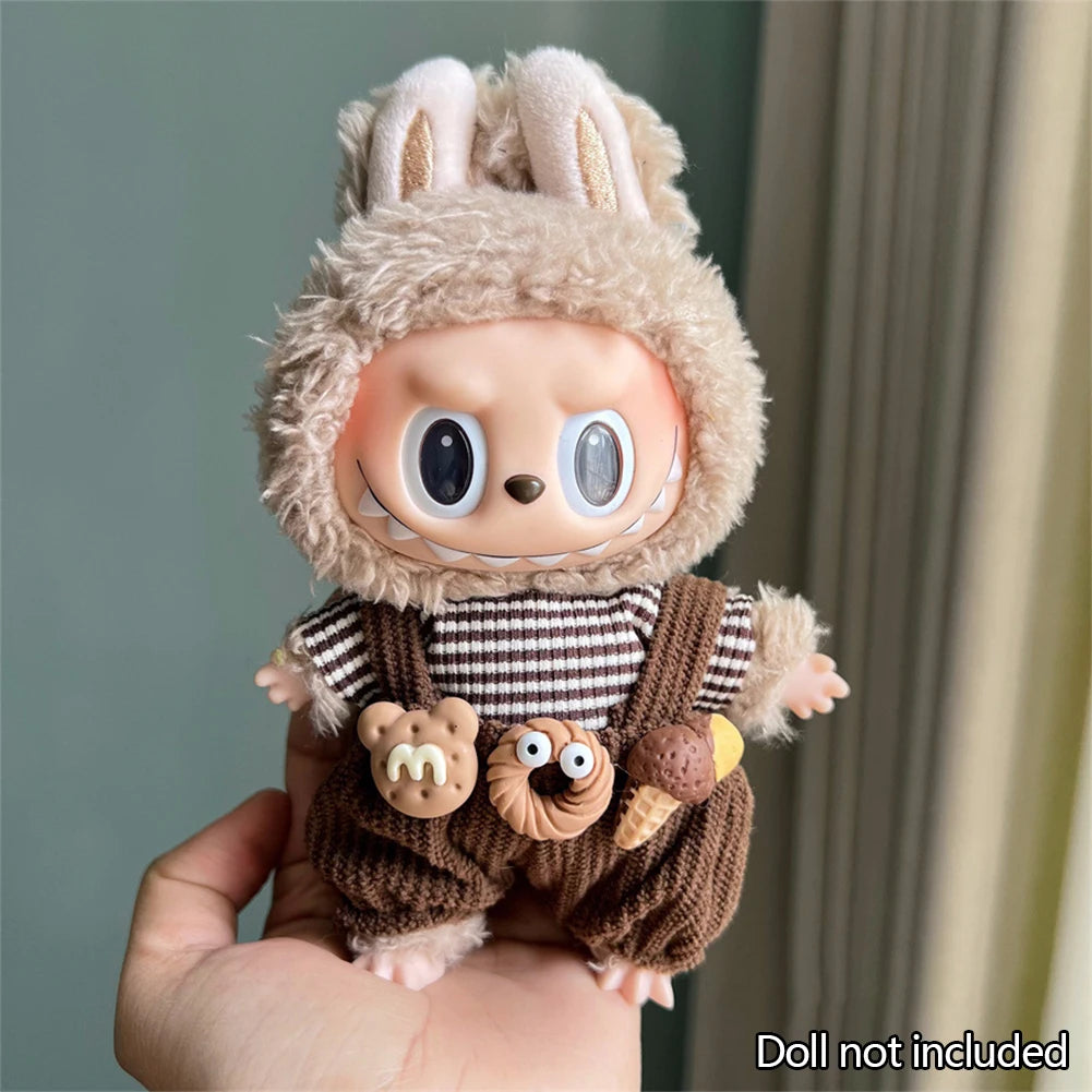Fashion Clothes Ropa Labubu Clothes Outfit Doll Accessories For 15/17cm Labubu V2 V1 Plush Doll's Suspenders Suit