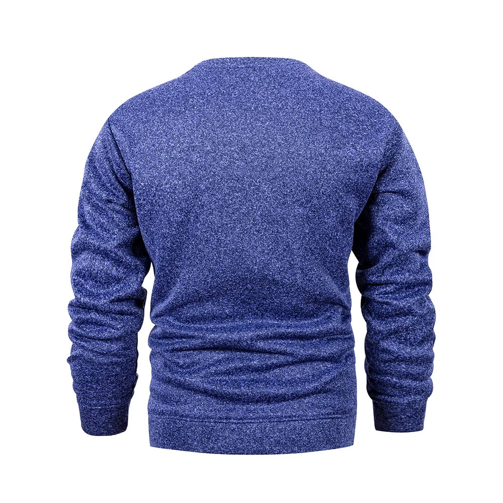 New Men's Sweater Spring Autumn Round Neck Long Sleeve Pullover Casual Sports Sweatshirt High Quality Solid Color Fleece Coat
