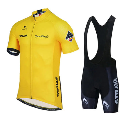 2025 STRAVA Cycling Jersey Set – Men’s Short Sleeve Pro Team Bike Clothing, Summer Road & MTB Bicycle Wear Maillot Ciclismo