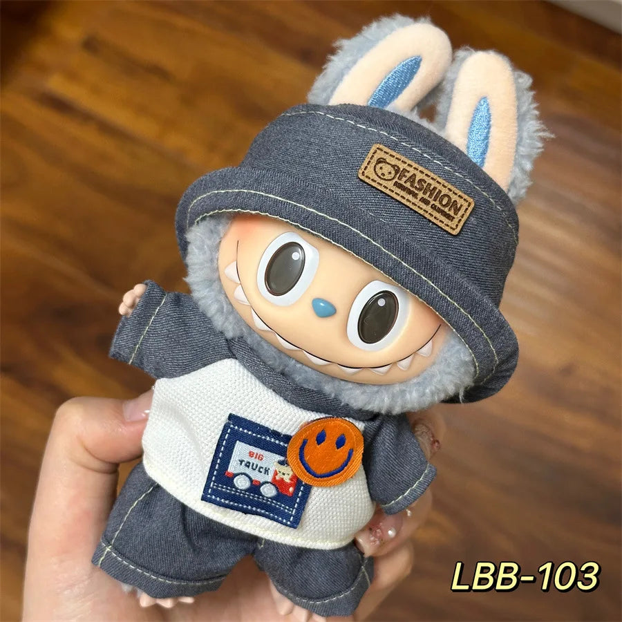 Cute Mini Plush Doll Clothes for 17cm Labubu Many Kinds of Overalls Clothes Accessories