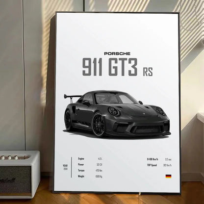 Sport Cars Poster Self-adhesive Art Waterproof Paper Sticker Coffee House Bar Room Wall Decor