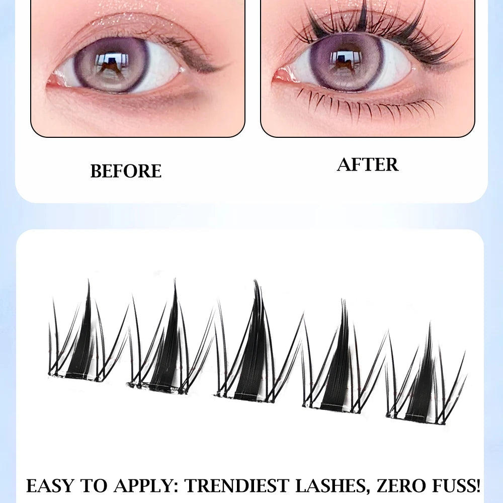 Upgraded Sunflower False Eyelashes No Glue Fake Lashes  Natural Reusable Band-Free Lashes Manga Lash Makeup Korean