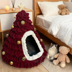 Winter Christmas Tree Cat Nest Handmade /Finished Cat Bed /Winter Warmth Semi Enclosed Dog Nest Felt Cone Pet House 크리스마스 고양이 굴