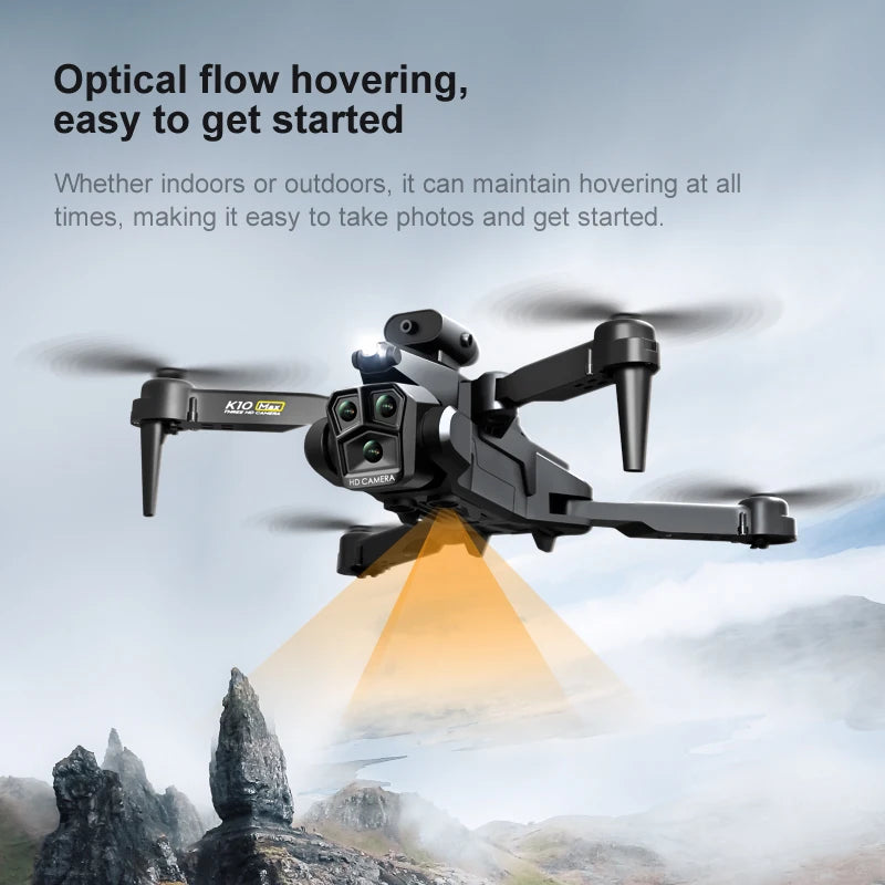 K10 Max RC Drone HD 4K Plane 3 Camera Helicopter Obstacle Avoidance Wifi FPV Quadcopter Optical Flow Aircraft Helicopter Kid Toy