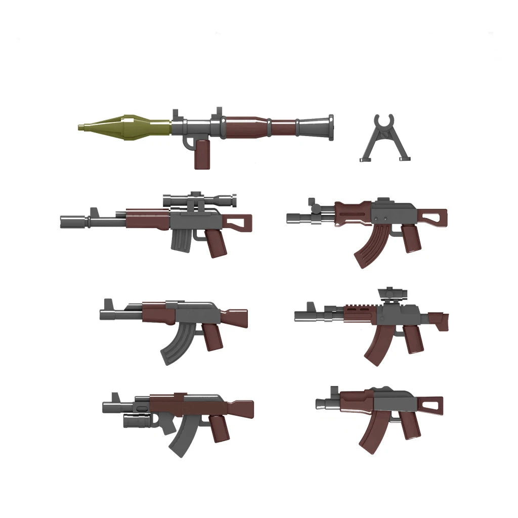 MOC WW2 Military War Weapon Soldier Accessories Building Blocks Roadblock Motorcycle Weapon case container Weapon Bag Brick Toy