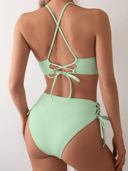 Cikini V-hals split bikiniset voor dames