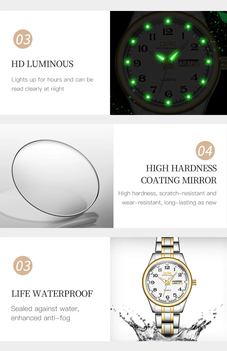 OPK 8110 Watch For Women Quartz Watch Waterproof Classic Luxury Brand Ladies Watch Stainless Steel Strap Watches Reloj Mujer